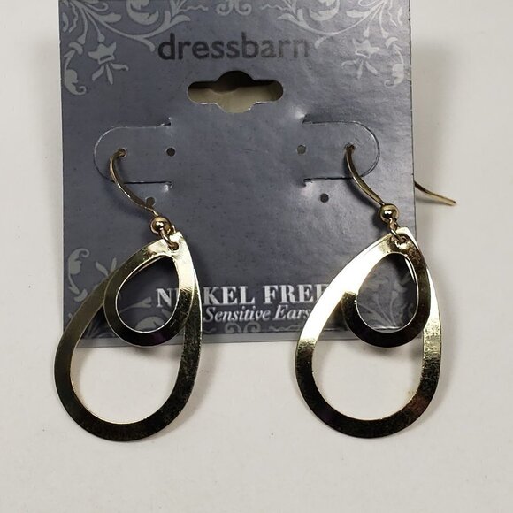 2/$30 Gold tone Double Hoop Teardrop Design 1.75" Earrings - Women  Jewelry - Picture 6 of 7